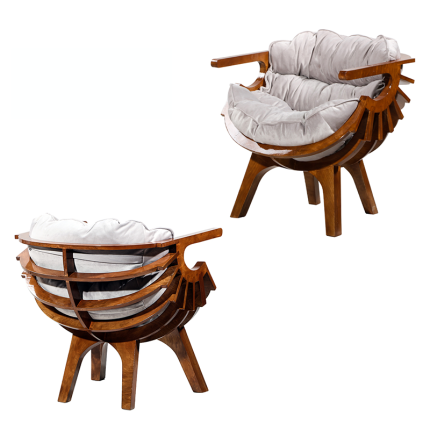 صندلی تک‌نفره لگنو با اسکلت چوبی